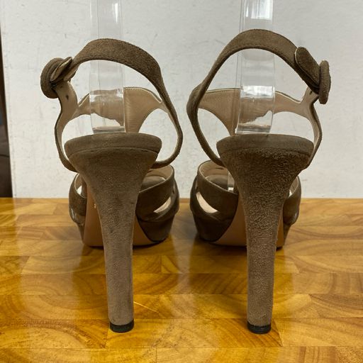 Prada Taupe Suede Platform Sandals Size 37.5