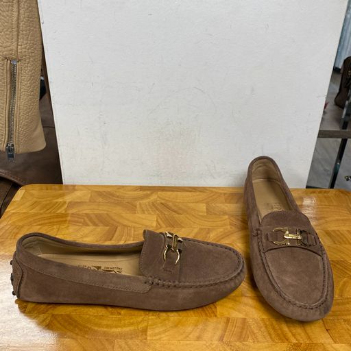 Salvatore Ferragamo Light Brown Suede Driving Moccasins Loafers Size 6.5