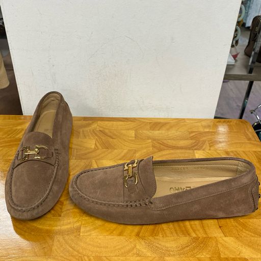 Salvatore Ferragamo Light Brown Suede Driving Moccasins Loafers Size 6.5