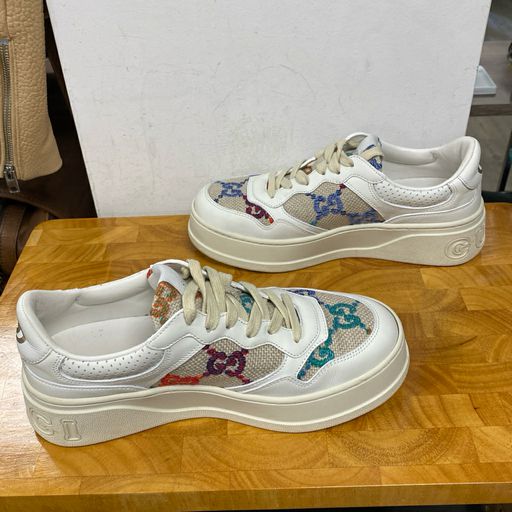 Women's Gucci Dali Platform Sneakers White Leather & Multicolor Size 39 + Box