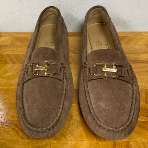 Salvatore Ferragamo Light Brown Suede Driving Moccasins Loafers Size 6.5