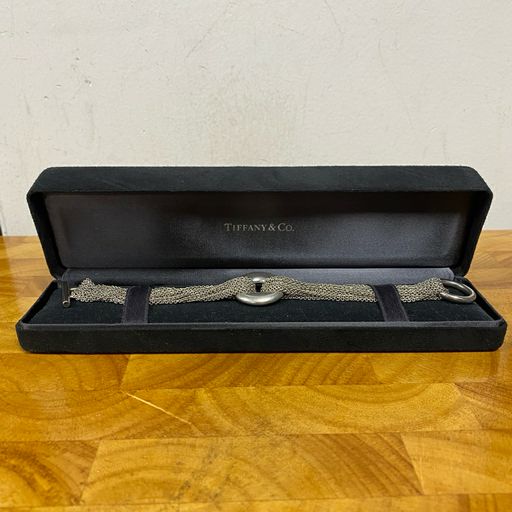 Tiffany & Co. Sterling Silver Mesh Toggle Bracelet + Box